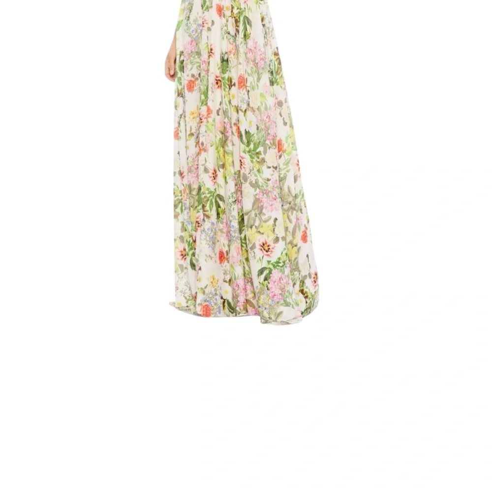 NWT MAC DUGGAL FLORAL V-NECK PLEATED MAXI DRESS Size 4 - Picture 14 of 15